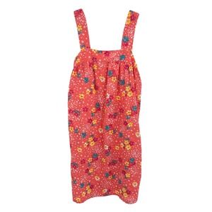 Coral Floral Cottagecore Sundress Boho Vacation Beach Dress‎ Pockets 14/16
